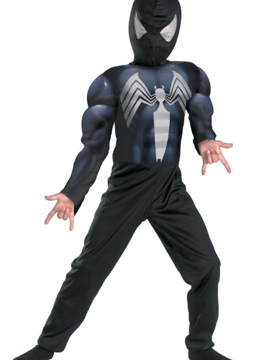 Kids Muscle Chest Black Spiderman Costume