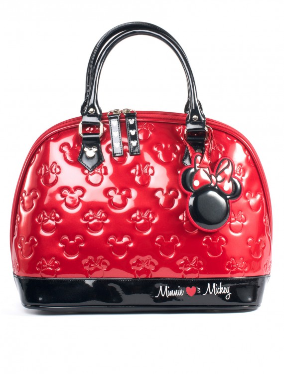 Mickey and Minnie Red and Black Patent Embossed Bag