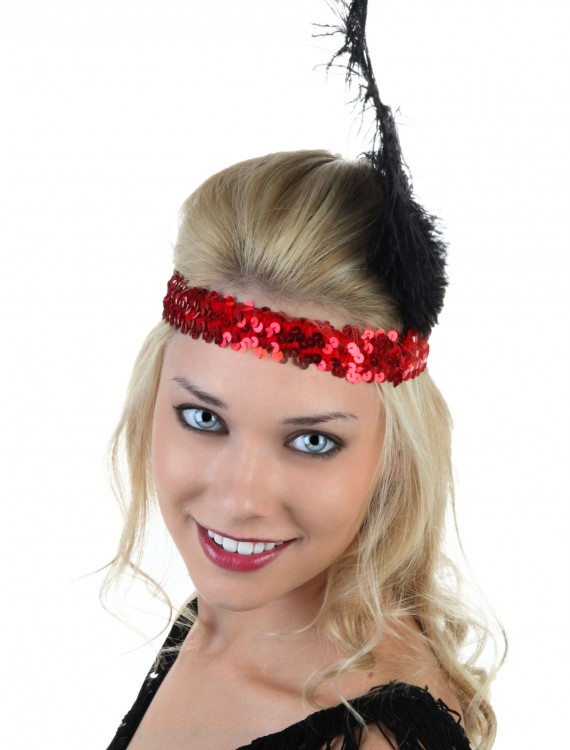 Red and Black Flapper Headband