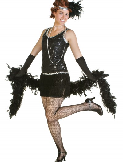 Sequin & Fringe Black Flapper Dress