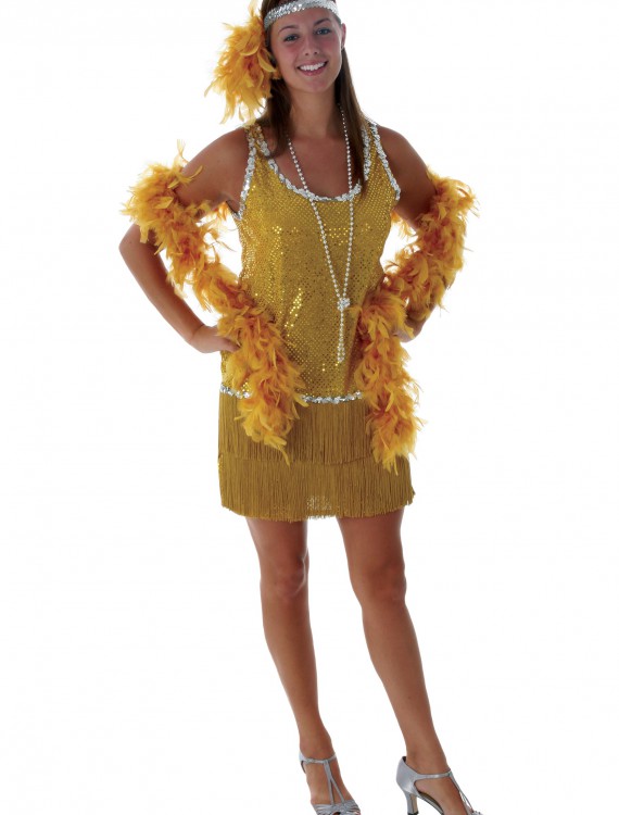 Sequin & Fringe Gold Flapper Costume