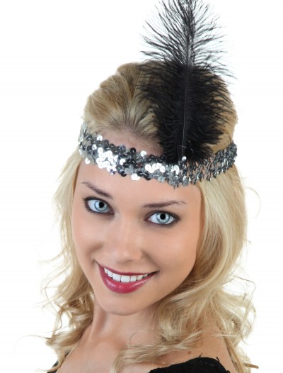 Silver and Black Flapper Headband