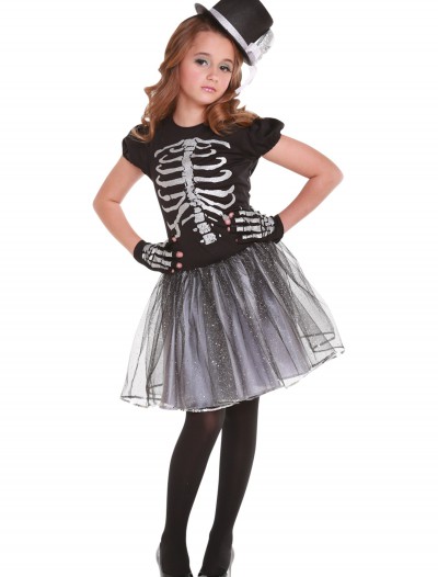Girls Silver Skeleton Costume