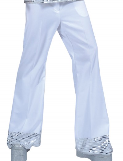 White Sequin Cuff Disco Pants