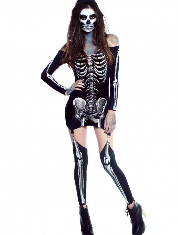Womens X-Rayed Skeleton Dress Costume