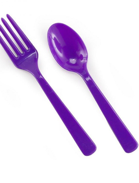 Purple Forks and Spoons (8 each)