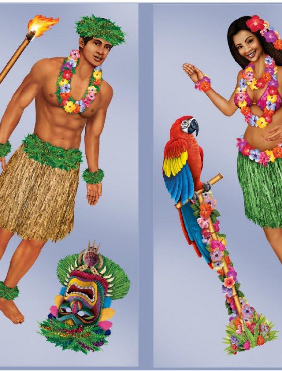 5' Hula Girl Polynesian Guy Wall Add-Ons