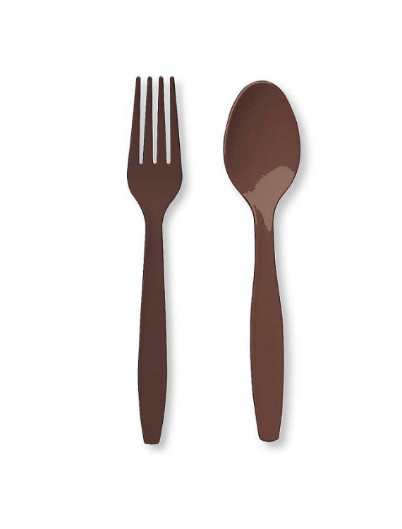 Chocolate Brown Forks Spoons (8 each)