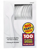 Frosty White Big Party Pack - Spoons (100 count)