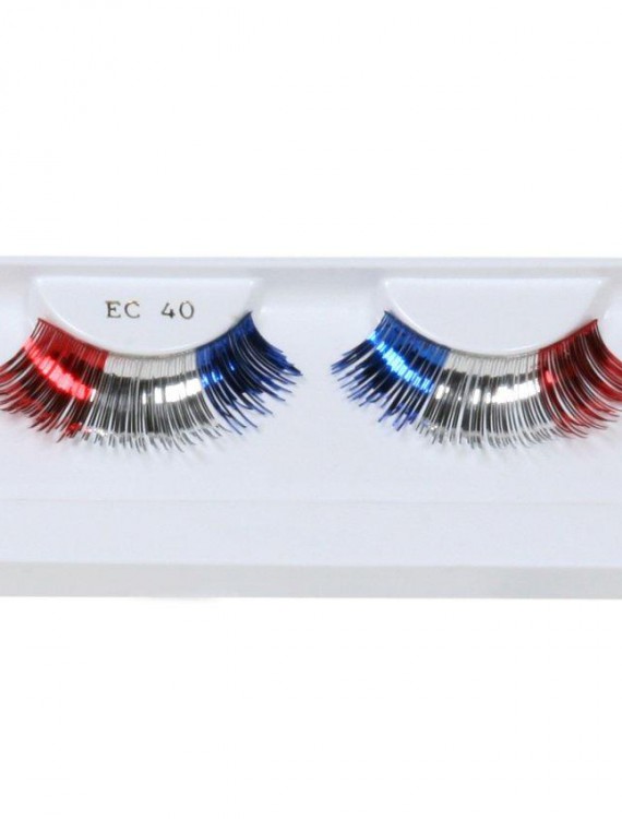 Red  White  and Blue Party Eyelashes with Case