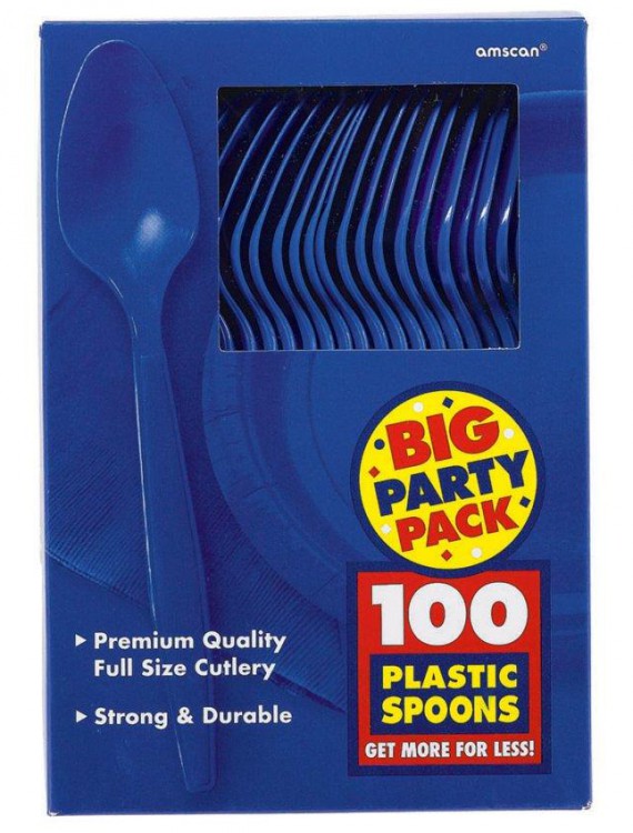 Bright Royal Blue Big Party Pack - Spoons (100 count)