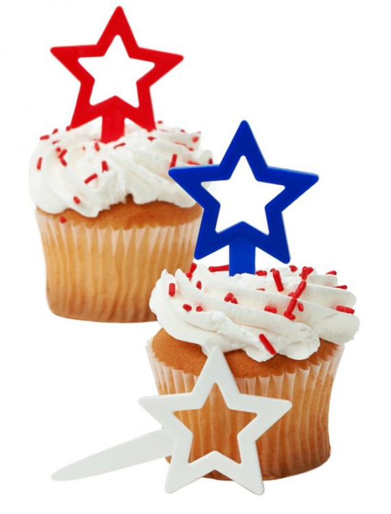Red  White  and Blue Star Cupcake Picks (12 count)