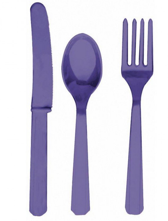 New Purple Forks  Knives Spoons (8 each)
