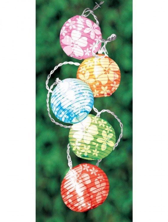 11' Round Lanterns with Hibiscus String Lights