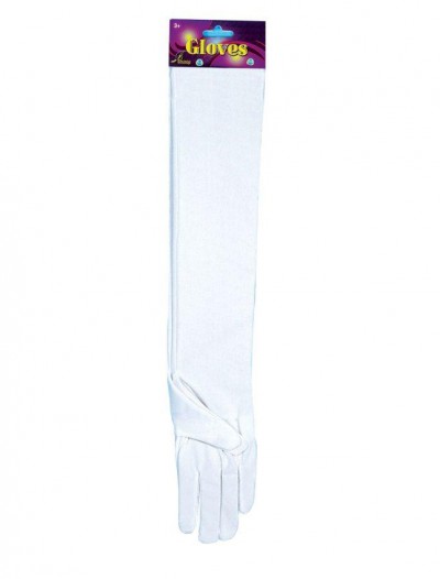 Elbow Length Nylon Gloves (White)