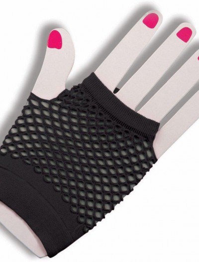 80's Black Short Fishnet Adult Gloves