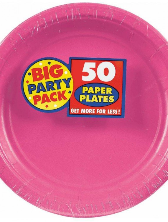 Bright Pink Big Party Pack - Dessert Plates (50 count)