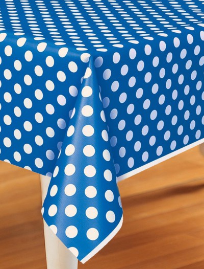 Blue and White Dots Plastic Tablecover