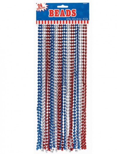 Red  White  and Blue Metallic Beads (24 count)