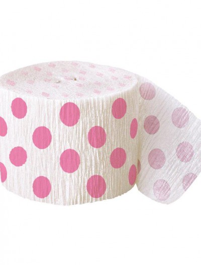 Pink and White Dots Crepe Paper