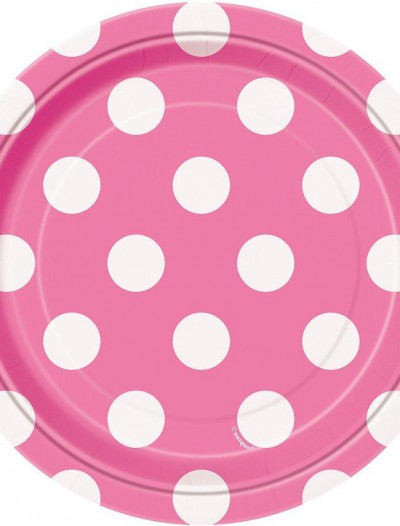 Pink and White Dots Dessert Plates (8)
