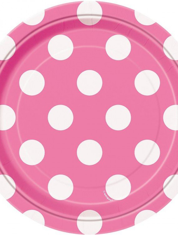 Pink and White Dots Dessert Plates (8)