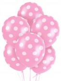 Pink and White Dots Latex Balloons (6)