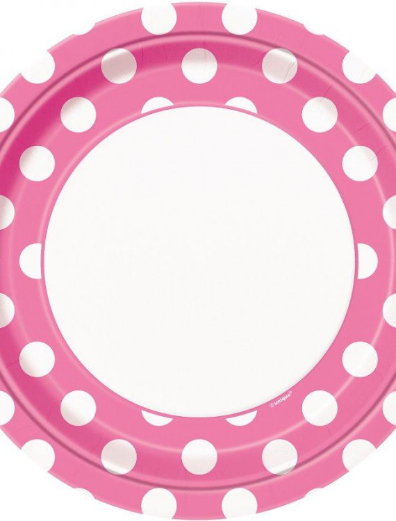 Pink and White Dots Dinner Plates (8)