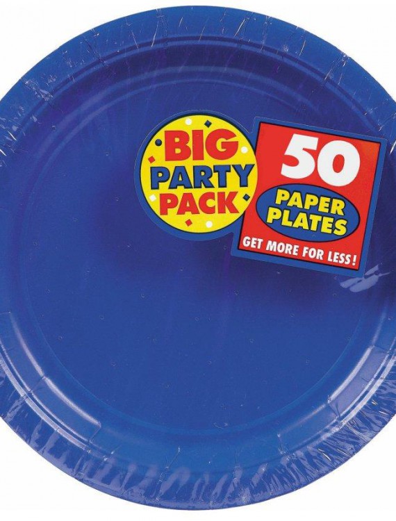 Bright Royal Blue Big Party Pack - Dinner Plates (50 count)