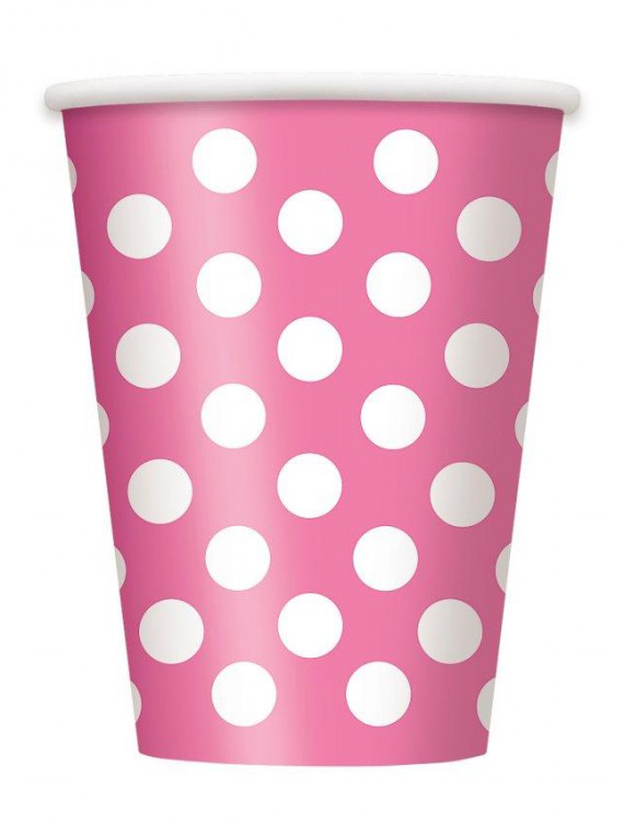 Pink and White Dots 12 oz. Cups (6)