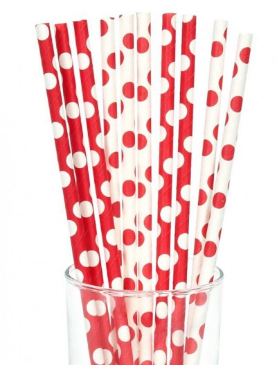 Red and White Dot Straws (10)