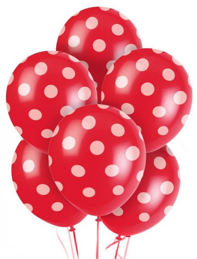 Red and White Dots Latex Balloons (6)