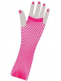 80's Neon Pink Long Fishnet Adult Gloves
