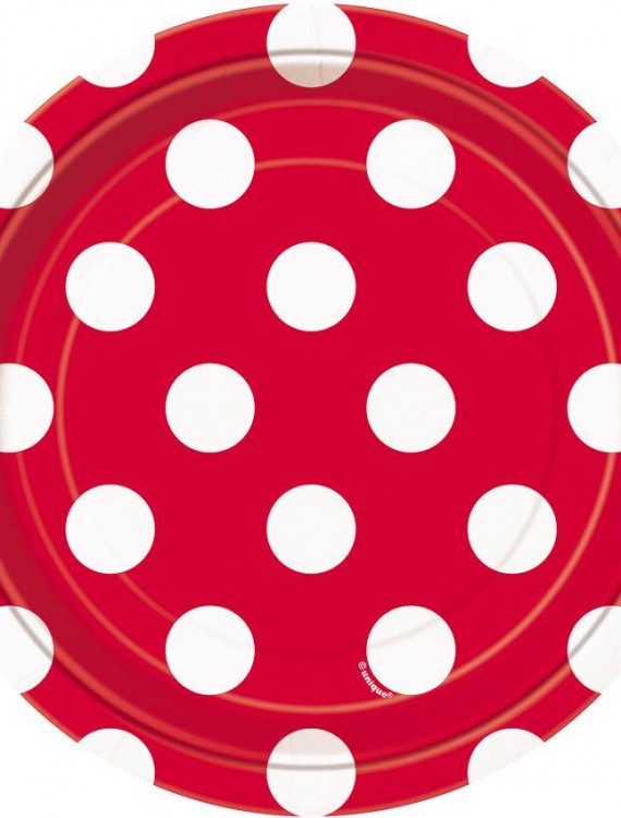 Red and White Dots Dessert Plates (8)