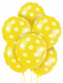Yellow and White Dots Latex Balloons (6)