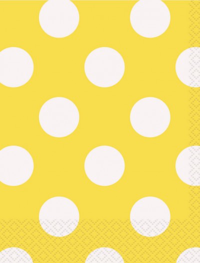 Yellow and White Dots Lunch Napkins (16)