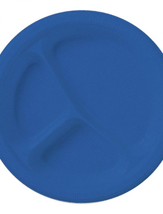 True Blue (Blue) Plastic Divided Plates (20 count)
