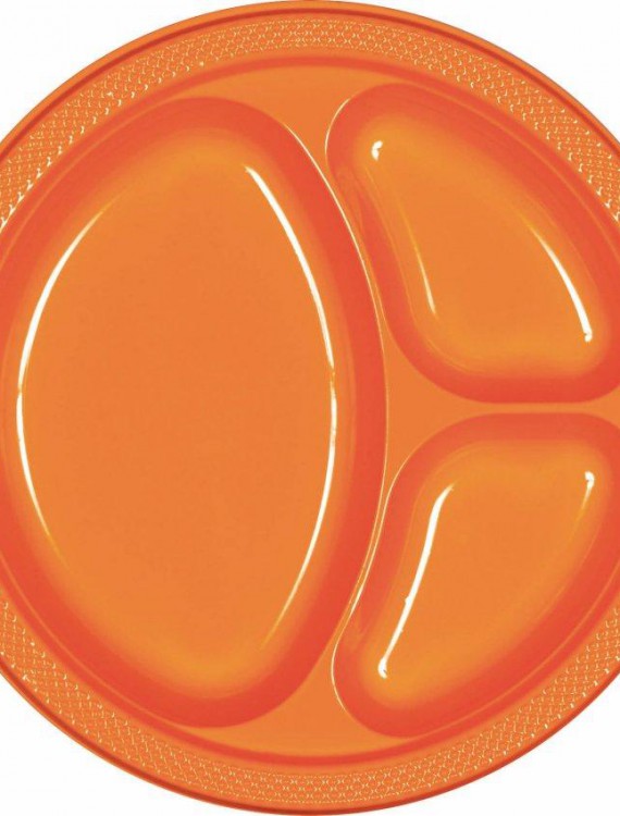 Orange Peel Plastic Divided Banquet Dinner Plates (20 count)