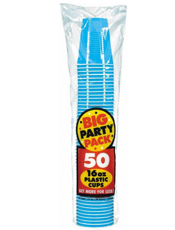 Caribbean Blue Big Party Pack - 16 oz. Plastic Cups (50 count)