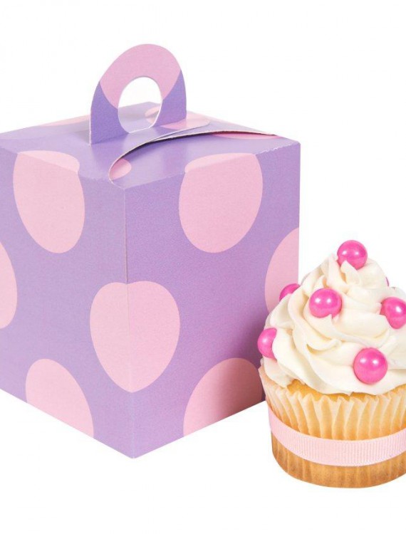 Lavendar with Pink Dots Cupcake Boxes (4 count)