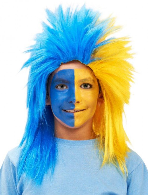 Blue and Yellow Sports Fanatic Wig