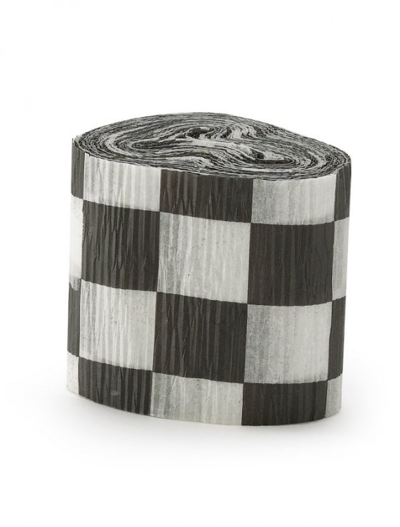 Black and White Checkered Crepe Streamer - 30'