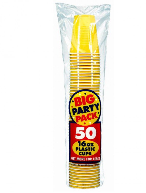 Yellow Sunshine Big Party Pack - 16 oz. Plastic Cups (50 count)