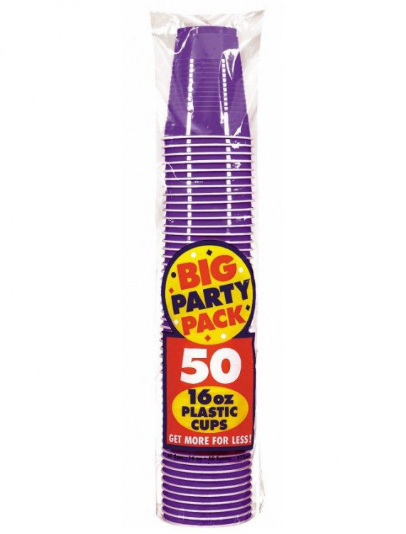 New Purple Big Party Pack - 16 oz. Plastic Cups (50 count)