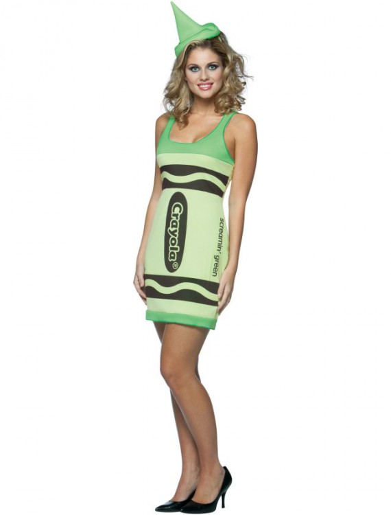 Crayola Screamin' Green Crayon Tank Dress Adult Costume