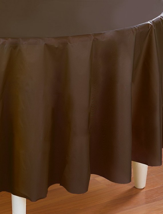 Chocolate Brown (Brown) Round Plastic Tablecover
