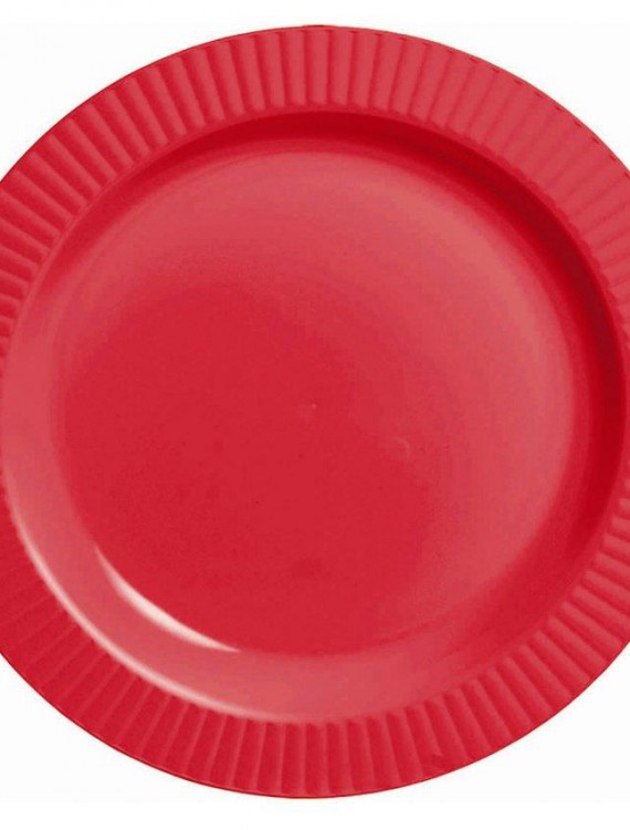 Red Premium Plastic Banquet Dinner Plates (16 count)