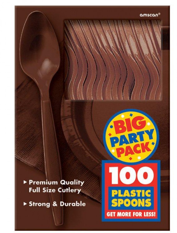 Chocolate Brown Big Party Pack - Spoons (100 count)
