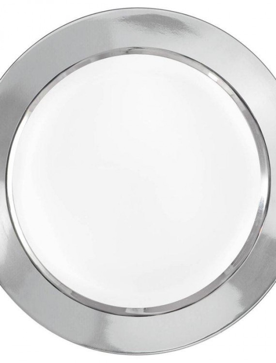 Round Banquet Plates with Silver Border (8)