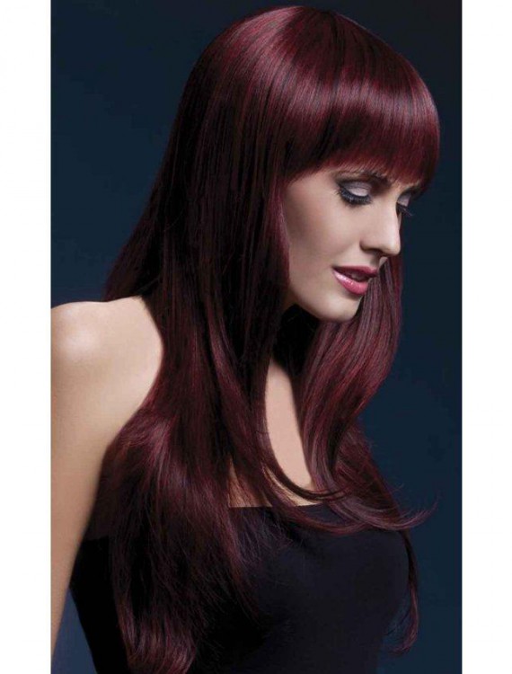 Fever Sienna Long Black Cherry Wig With Bangs